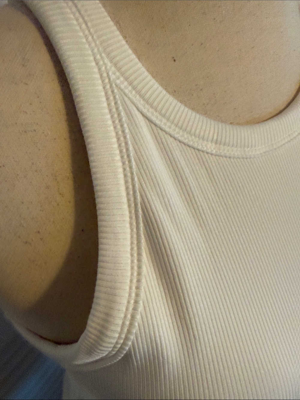 Women’s White Ribbed Tank Top - Classic Racerback Style - Picture 2 of 4